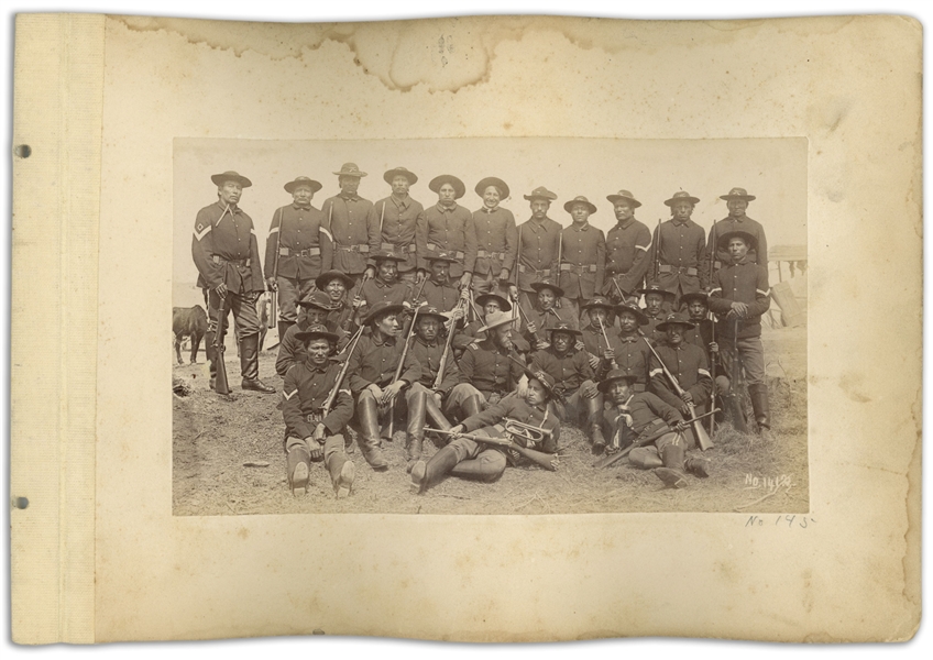Two Original Photographs From 1891, Shortly After the Wounded Knee Massacre -- One Photograph Shows a Troop of Sioux Cavalry Scouts